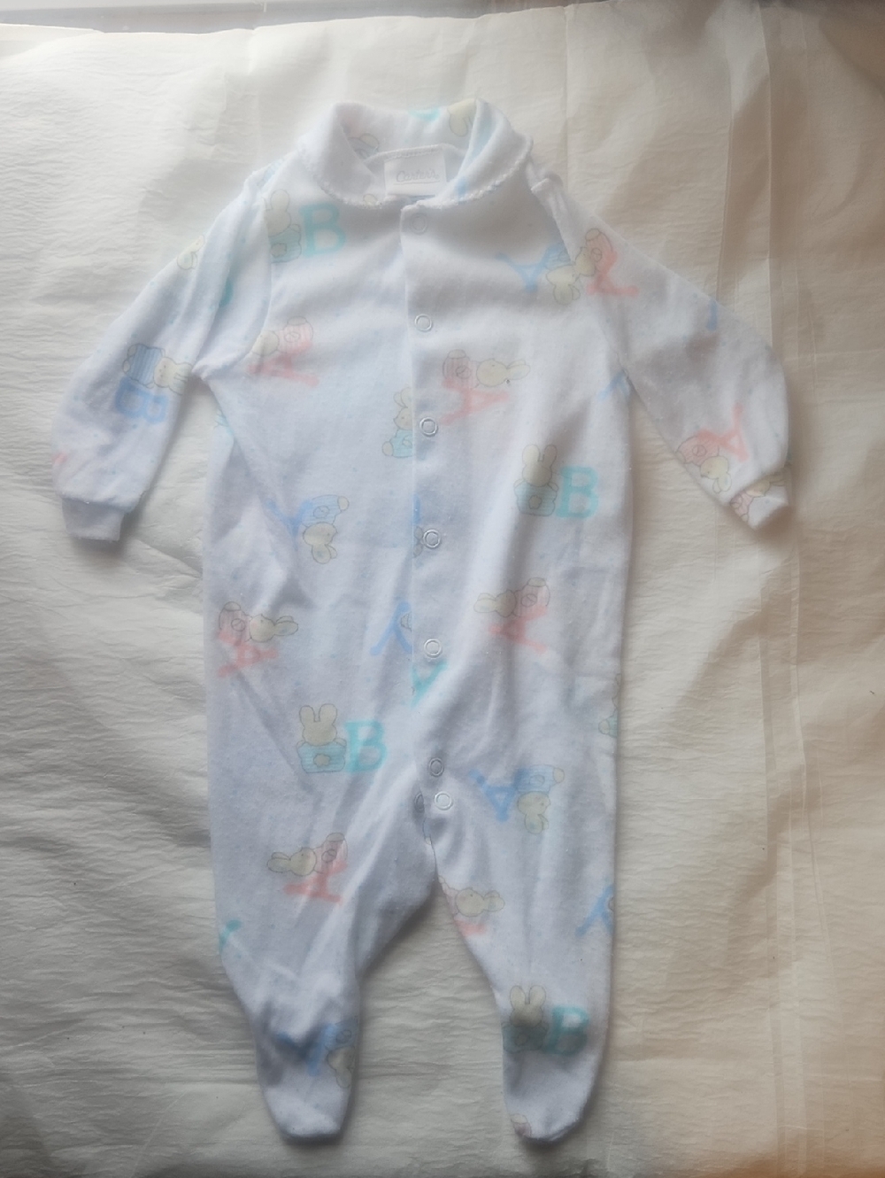 Carter's White Baby One-Piece with Pastel Bunny ABCs Print - Picture 2 of 7